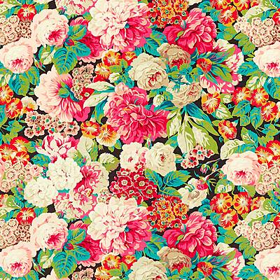 Rose & Peony Velvet Cerise / Veridian
