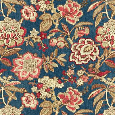 Indra Flower Indigo Cherry Linen