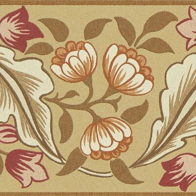 Bluebell & Peony Border Gold/Madder