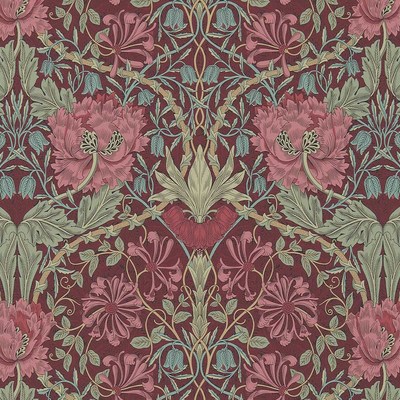 Honeysuckle and Tulip Burgundy/Sage