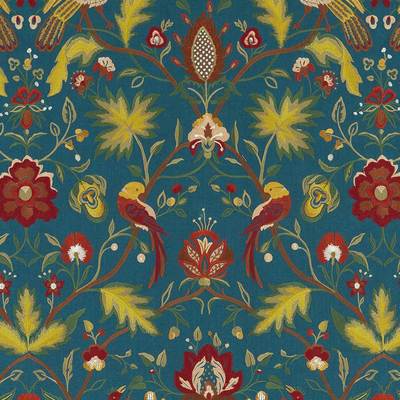 Oiseaux De Paradis Embroidery Prussian Blue
