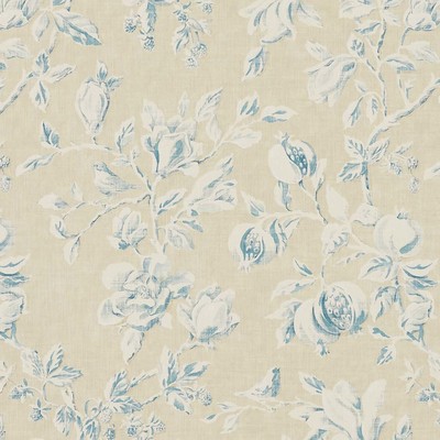 Magnolia & Pomegranate Parchment/Sky Blue